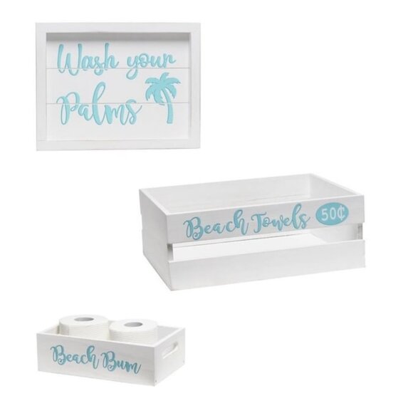 NEW Elegant Designs Costal Beach Wooden Boxes Towel Toilet Paper Holders Decor - Picture 11 of 13